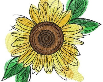 Sunflower machine embroidery designs, Sunflower embroidery, flowers design, floral pattern 4*4, 5*7, 6*8, 6*9