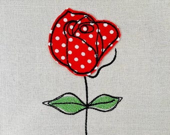 Rose Applique Machine Embroidery Design, Rose Design, Applique flowers    4*4, 4*5, 5*7, 6*8