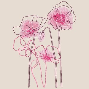 Pink Poppies Machine Embroidery Design, Wildflower Embroidery, Poppy embroidery 5*7, 6*8, 6*9