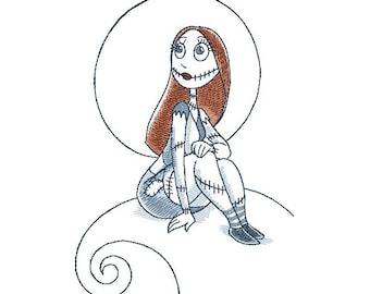 Sally Nightmare machine embroidery design, Halloween design, Halloween embroidery 5x7, 6x8, 6x9