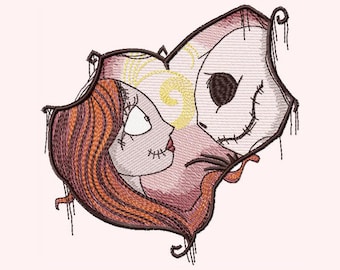 Valentines Jack&Sally Machine Embroidery design, Nightmare Before Christmas, Halloween Design 5*7, 6*8, 6*9