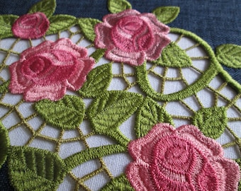 Roses Cutwork(Richelieu) Lace Machine Embroidery Design, Embroidery Roses, Embroidery Cutwork   6*12, 7*12
