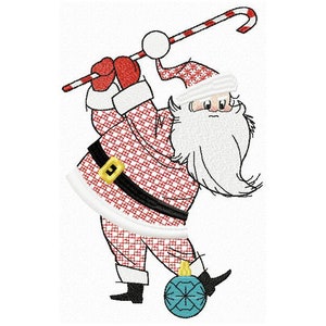 Santa Golfing with Candy Machine Embroidery Design Fringe, Victorian Christmas, Christmas Vintage Design   5*7, 6*8, 6*9