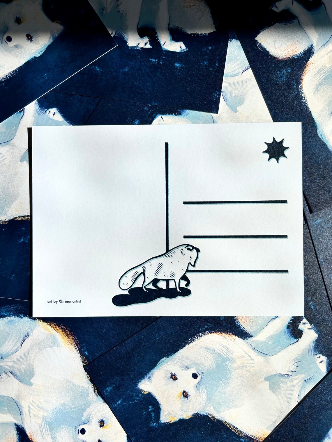Arctic Fox Postcard Art Print - Etsy