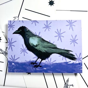 Krähe Postkarte Kunstdruck