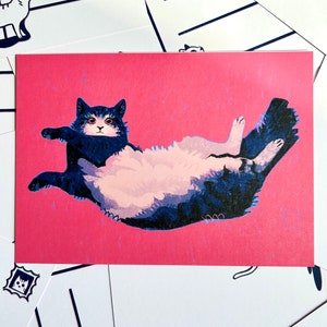 Kat briefkaart Art Print afbeelding 1