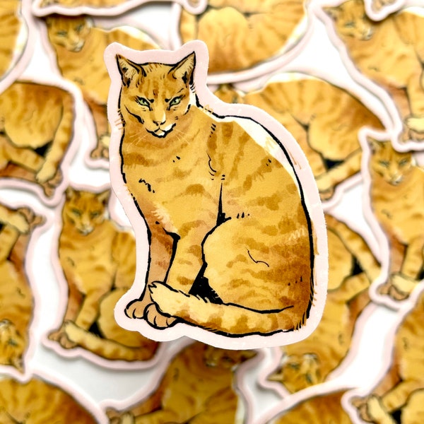 Grumpy Ginger Cat Matte Vinyl Waterproof Sticker