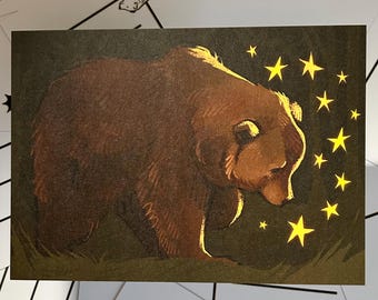 Misprint Grizzly Bear Postcard Art Print