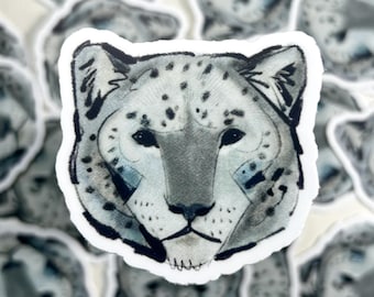 Snow Leopard Face Matte Vinyl Waterproof Sticker