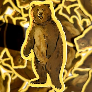 Standing Grizzly Bear Matte Vinyl Waterproof Sticker
