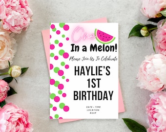 One in a Melon First Birthday Invitation Template