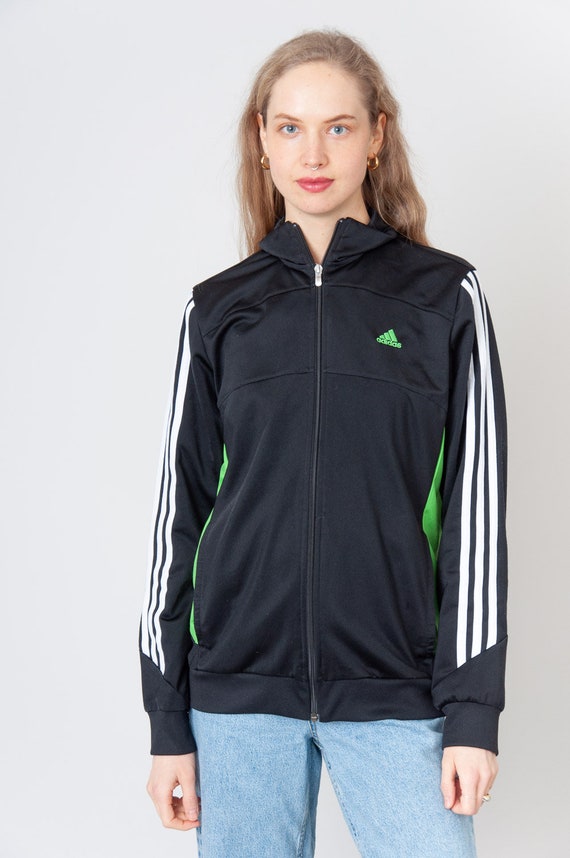 Shiny Adidas Black Jacket With Stripes 