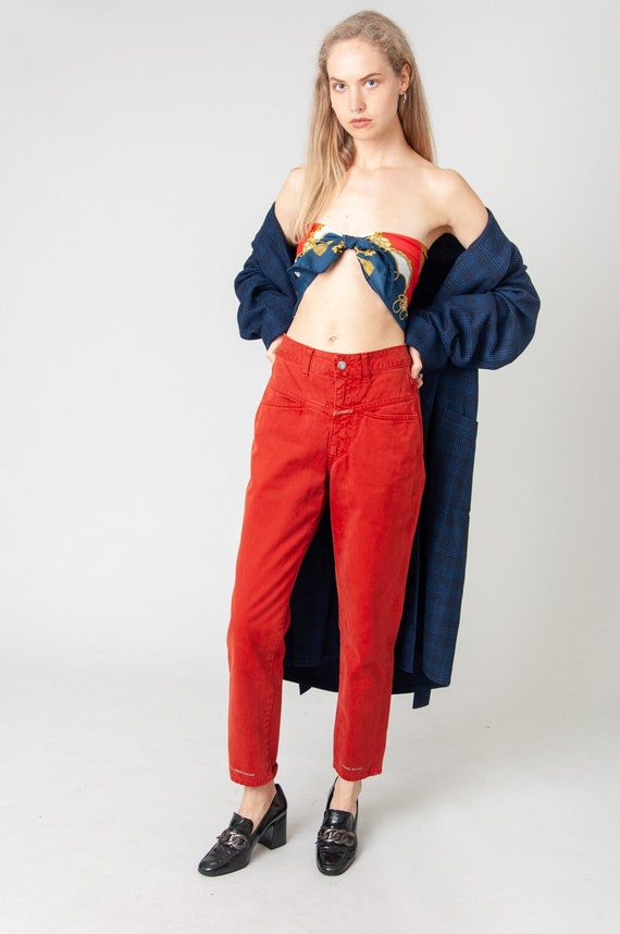 Closed Pedal Pusher Red High-waist 