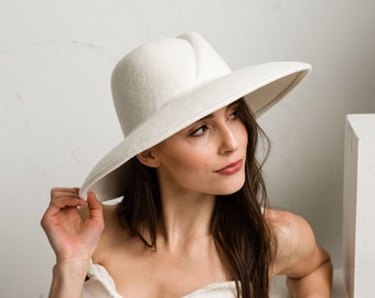 Eros Wedding Hat Wide Brim Rabbit Fur Felt Fedora