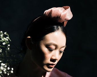 Dusty Rose Goddess Headband - Turban Style Silk Abaca Headpiece