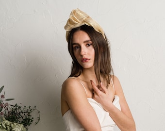 Gold Goddess Headband - Turban Style Silk Abaca Headpiece