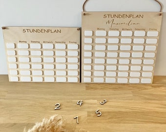 Stundenplan personalisiert aus Holz abwischbar