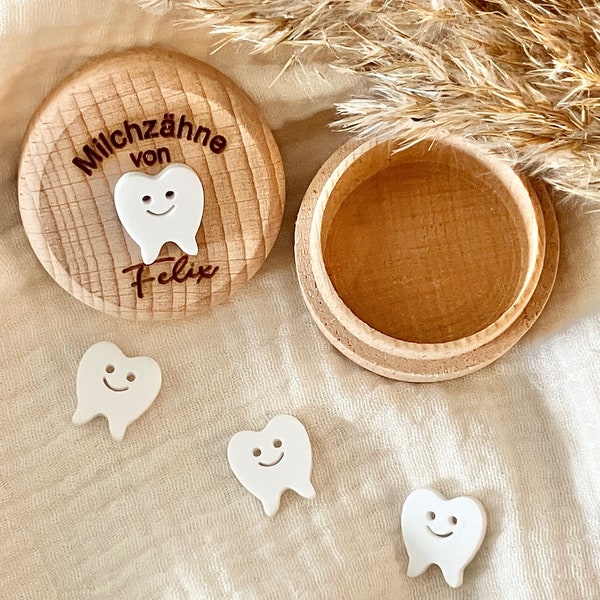 Personalized milk tooth box made of wood | Tooth box for milk teeth