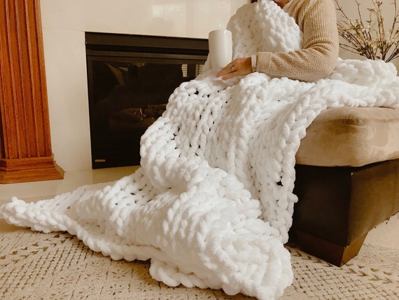 Etsy hand knit blanket hotsell