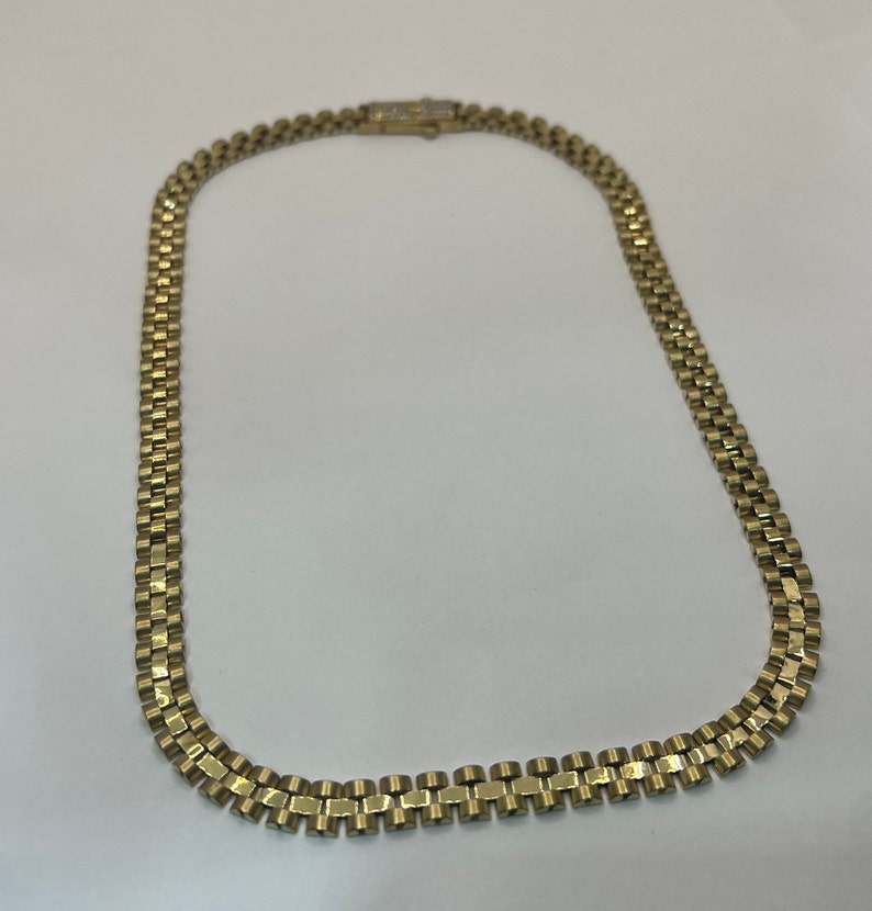 10K Solid Yellow Gold Rolex Links 7mm Chain Necklace With CZ Etsy