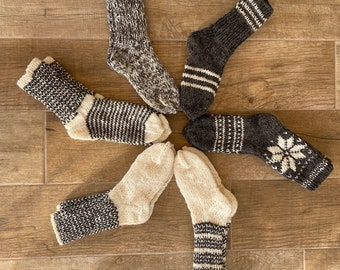 PACK 3x! Chaussettes en laine tricotées naturelles à la main Laine de mouton - Traitement médical Massage - 6 Modèles - Meilleure qualité de l’UE! Choisissez vos tailles