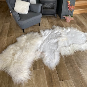 CHEAP Natural Sheepskin Long Wool 2nd Grade Skins Small Defects - hole on leather - space without wool - For Pets and Craftsmans