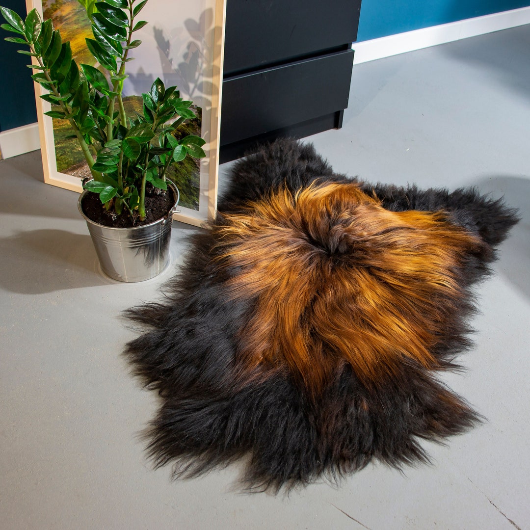 Icelandic Sheepskin Rug Black Flame Wool Scandinavian Look Bohemian ...