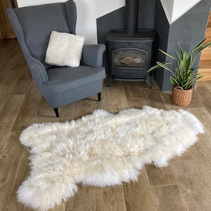 GIANT Patchwork Sheepskin Premium Quality White Shade Color - The Biggest BEAR Skin 170x90 cm| Eco Tanned | Perfect Sewing | SS-1-269