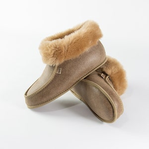 Best Merino Sheepskin Slippers Sheepskin Sole UNISEX From Small Manufacture Over The Ankle Handcraft EU Get 1 Pair of Insole for FREE Kropka