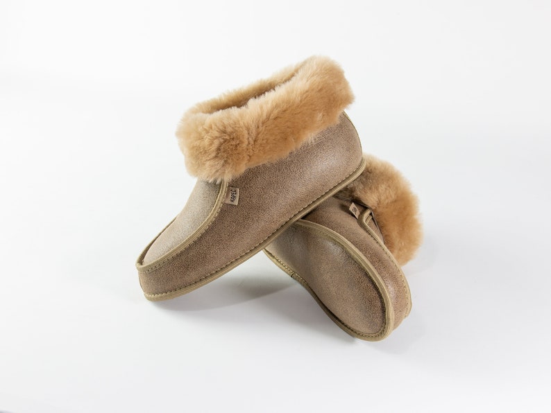 Best Merino Sheepskin Slippers Sheepskin Sole UNISEX From Small Manufacture Over The Ankle Handcraft EU Get 1 Pair of Insole for FREE Kropka