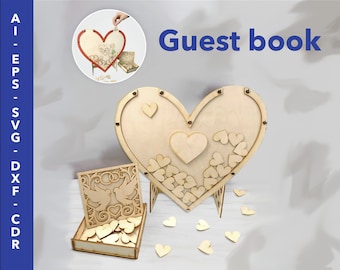 Wedding guest book | Wedding guestbook decoration | Cnc laser cut template for wood router | File for instant download | ai, eps, svg, cdr