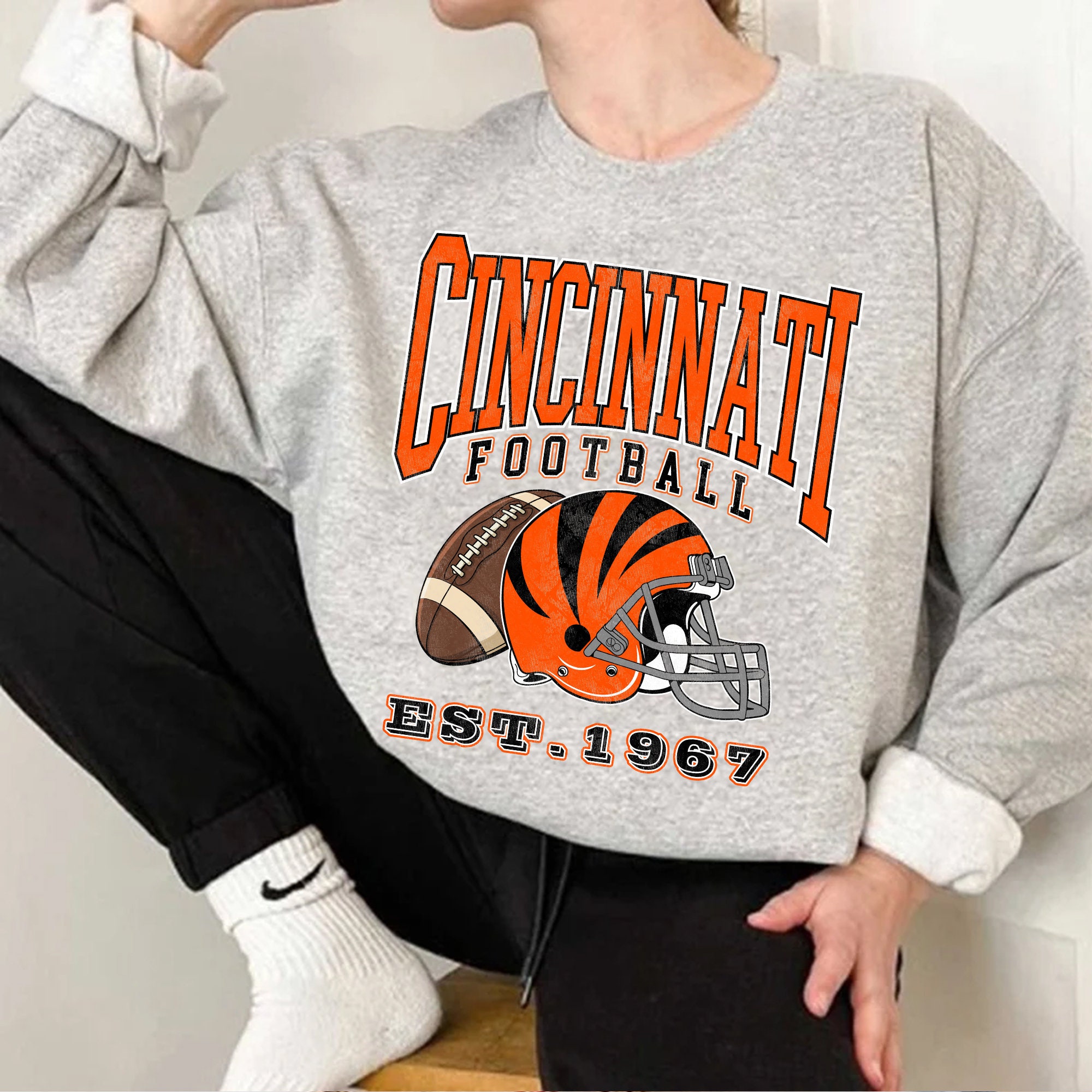 Cincinnati Bengals Sweatshirt Vintage Style Cincinnati Etsy