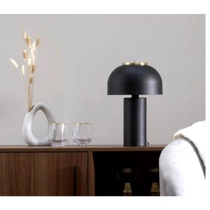 Minimalist Large Black and Gold Dome Table Lamp