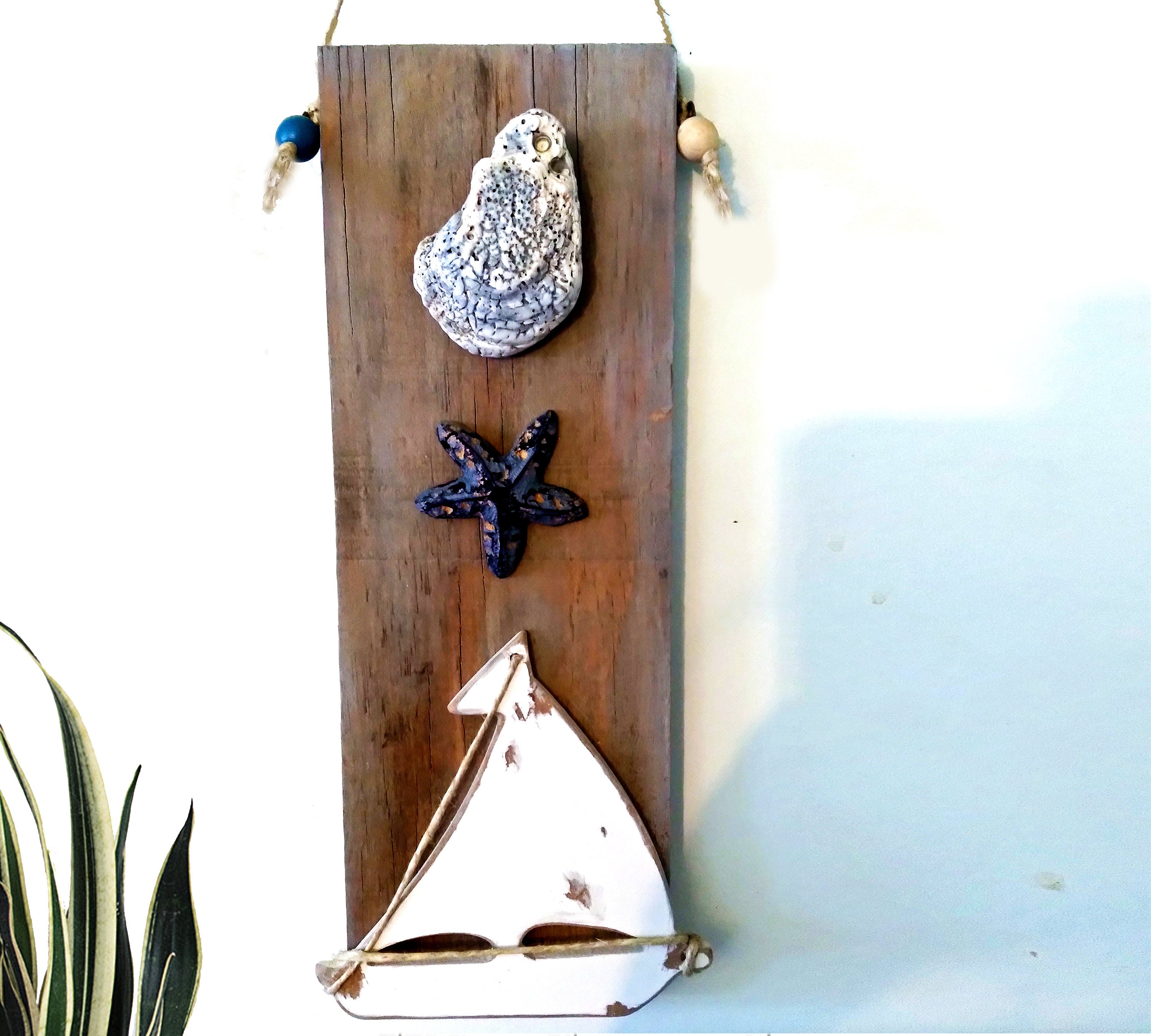 Wooden Wall Art, Wood Plank Wall Art, Coastal Wood Plaque, Oceanfront Decor, Wooden Coastal Wall