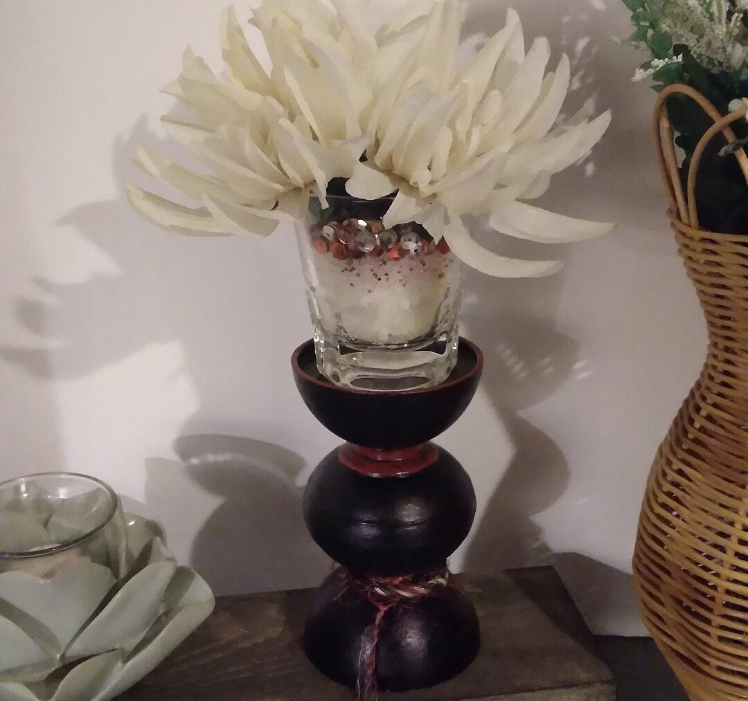 Glass Vase and Stand Glass Flower Holder Vase & Riser Vase - Etsy
