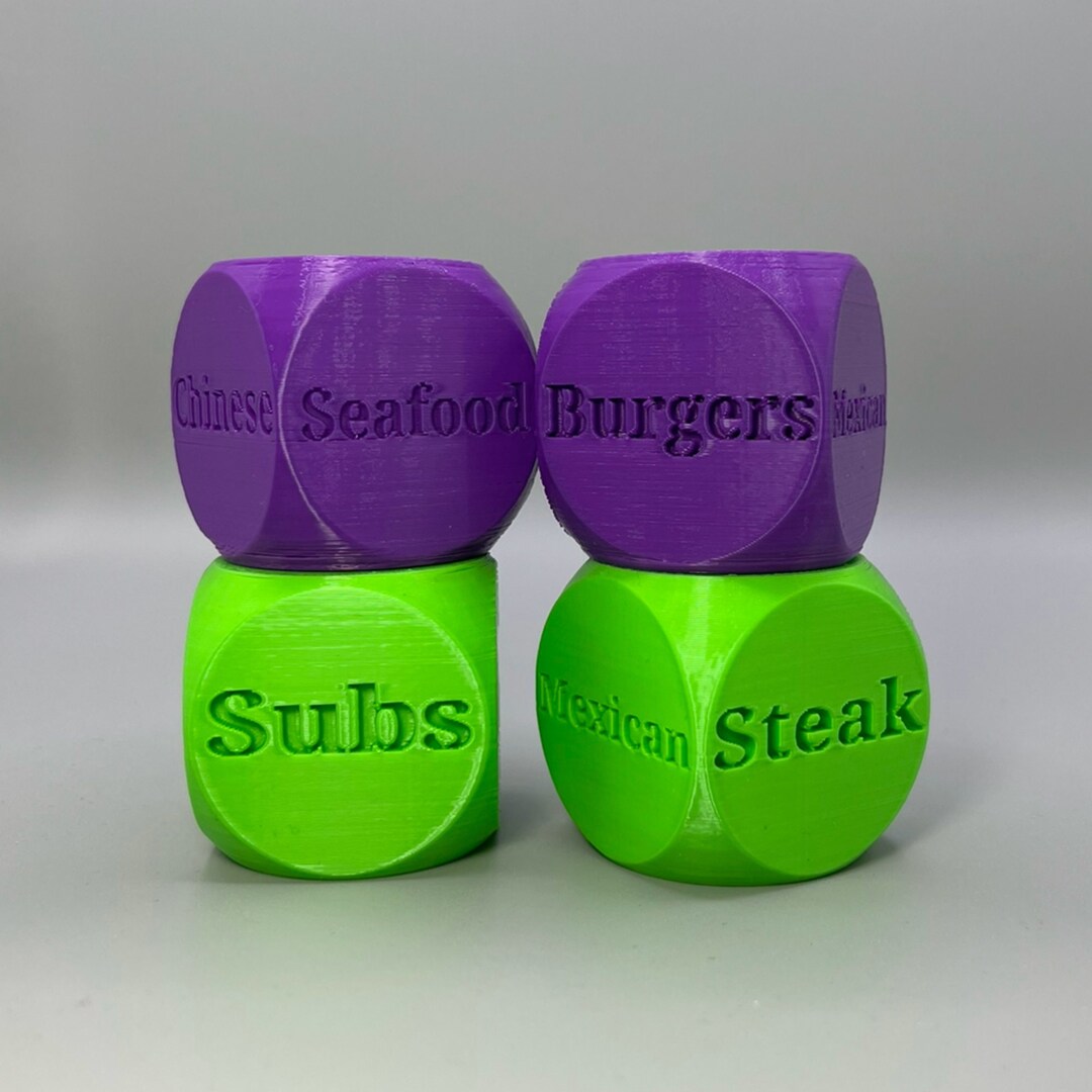 Food Dice Take Out Dice Game Date Dice Food Ideas 3D Printed Food Dice