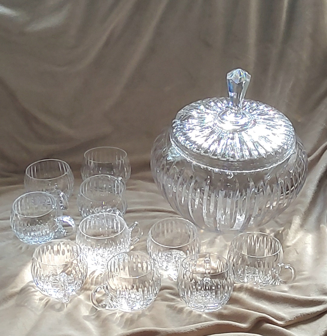 Crystal Punch Bowl Set Etsy