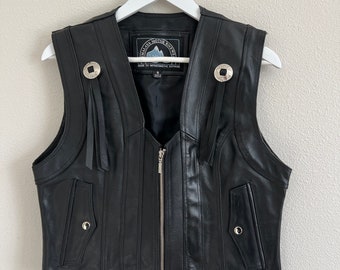 Vintage Leather Motorcycle Vest Sz. 8