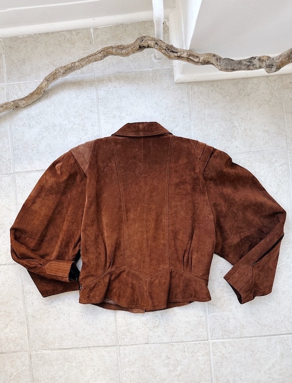 Rust Suede Jacket with Accentuated Shoulder Md. - image 2