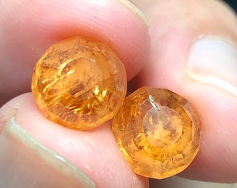 8 Carats Natural Spessartine Garnet Rosecut Pair || Single Pair| Dimensions: 9.5mm x9.1mm x4mm || Sourced From Afghanistan