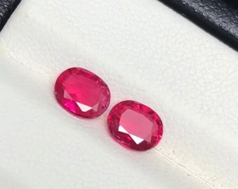 1.3 Carats  Natural Rubellite Tourmaline Approximate Pair|| Dimensions;6.1mm x5.2mm x2.8mm| Clarity: Slightly Included