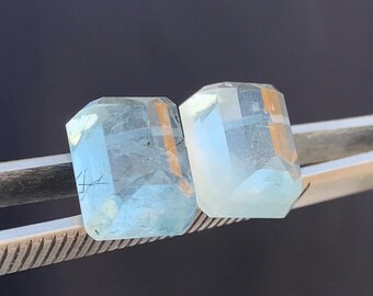 NATURAL AQUAMARINE ROSECUT Pair || 20 Carats (2 pieces )|| Dimensions: 13.3mm x 10.8mm x 8.1 || Sourced From  Pakistan