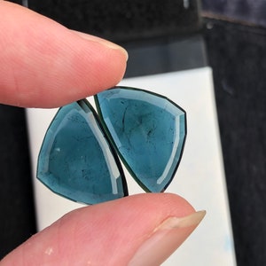 17.3 Carats Natural Indicolite Tourmaline Rosecut Pair