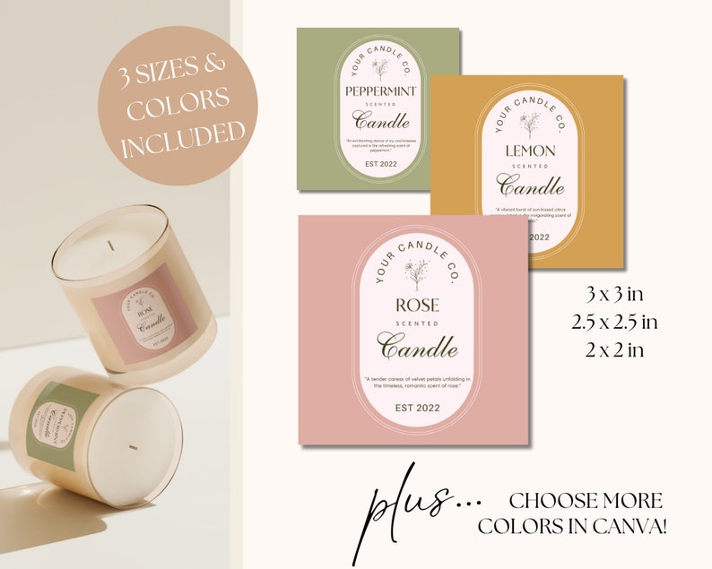 Printable Candle Label Template Minimalist Candle Design, Personalized