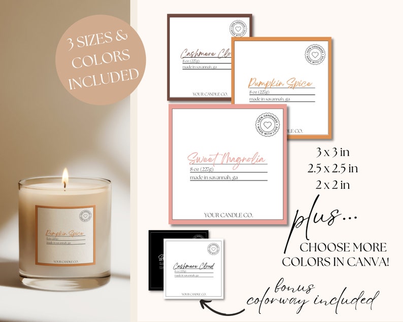 Printable Candle Label Template Vintage Candle Design, Personalized