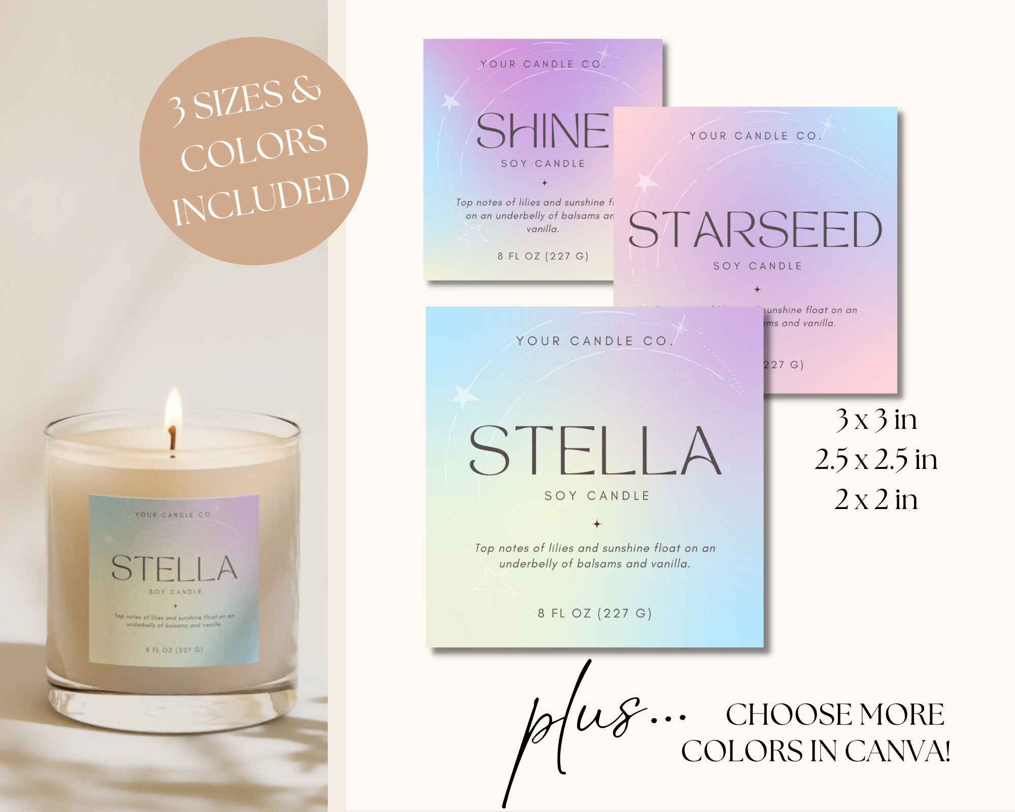 Printable Candle Label Template Modern Candle Design, Personalized ...