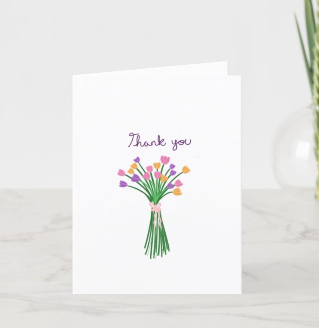 Flower Bouquet Thank You Card (blank) - Etsy
