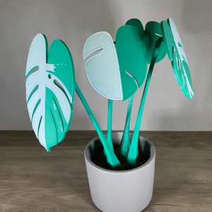 Monstera Deliciosa Variegata with magnetic leaves as a cup coaster 3D printing unique decoration in the shape of a plant Albo Style image 2