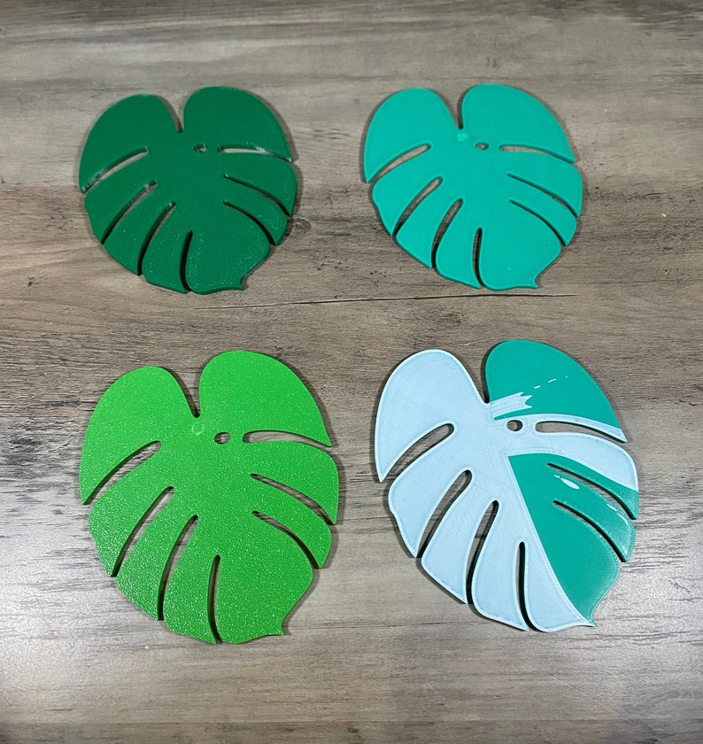 Monstera Deliciosa Variegata with magnetic leaves as a cup coaster 3D printing unique decoration in the shape of a plant Albo Style image 7