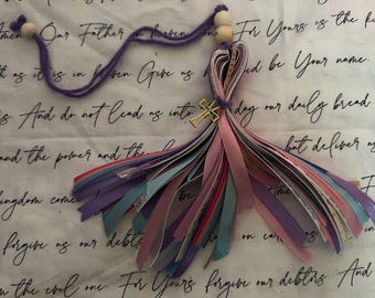 Vibrant Pink Striped  Tassel Bookmark